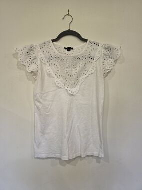 Eyelet Lace Yoke White Women’s Top